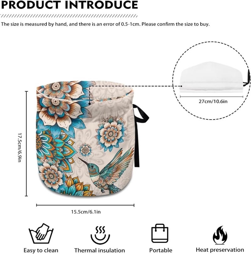 Mintulipy Tea Cosy Teapot Protective Cover Bohe Flower Hummingbirds Insulated Tea Kettle Dust Cover for Teapots Breakfast Pot Tabletop Kitchen Accessories Tea Pot Covers Only - Image 5